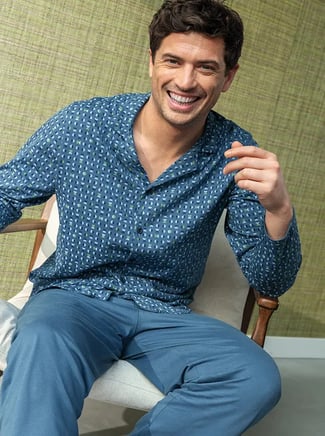 Pyjama haut imprimé homme Nuances de Bleu - Linvosges