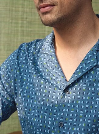 Pyjama haut imprimé homme Nuances de Bleu - Linvosges