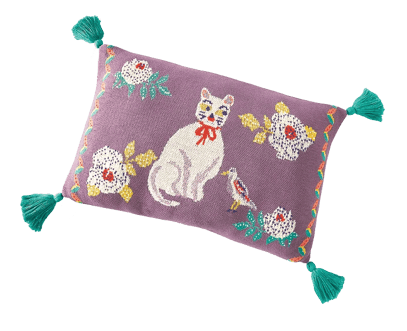 Kinderkissen Nathalie Lété mit Katze und Blumen - Linvosges