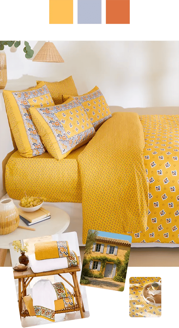 Linge de lit Pompadour jaune - Linvosges