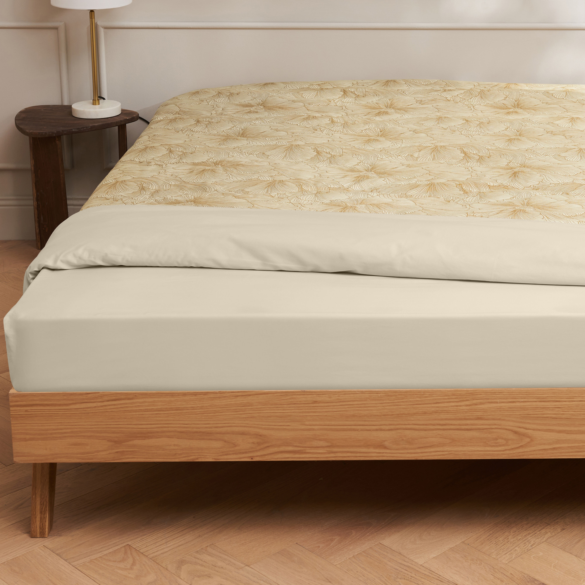 Bettwäsche Goldene Blüte 100 % Baumwolle, Jacquard-Satin, 118 Fäden/cm²