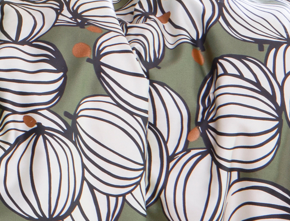 Satin-Bettwäsche-Set 3tlg. Mit Kakaoschoten-Motiv Kakaobaum