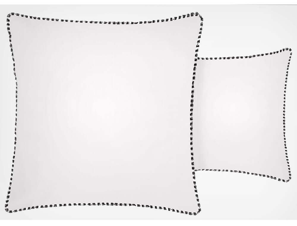 Linge de lit percale imprimé au trait noir sur fond blanc Au pied de la butte
