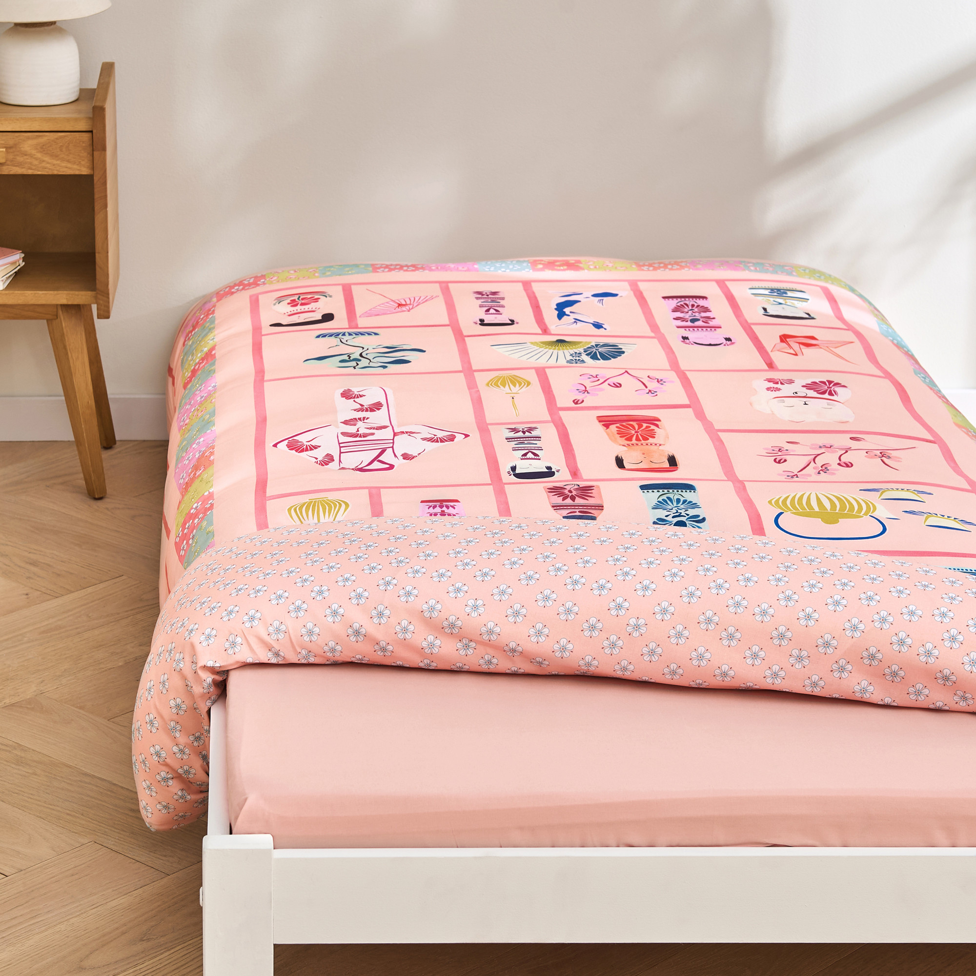 Spannbettlaken Kokeshi Puppe 100% Baumwolle