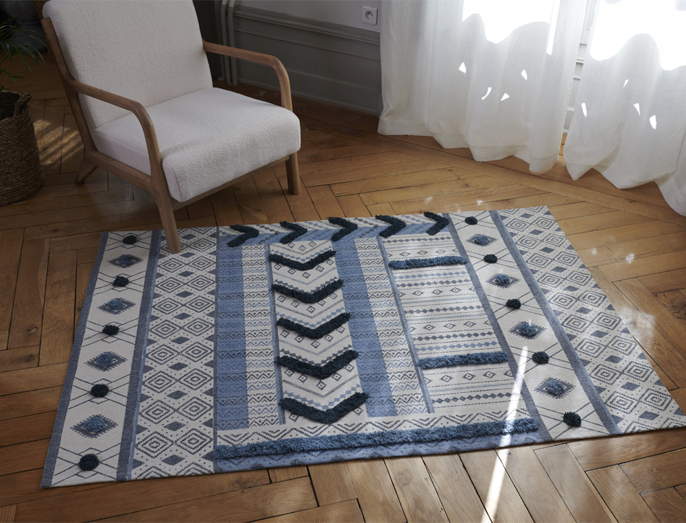 Tapis d'intérieur 100% coton imprimé et brodé Bellattitude