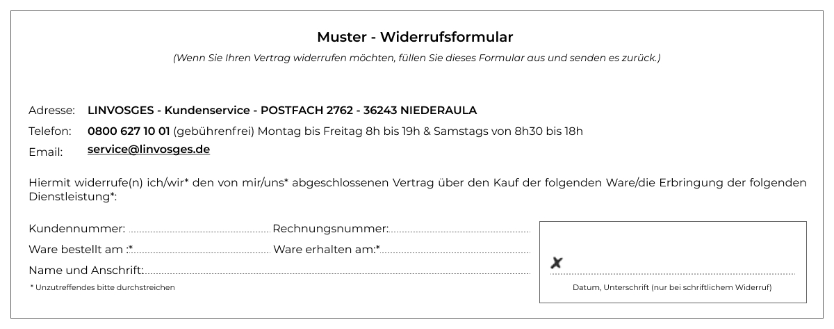 Muster Widerrufsformular