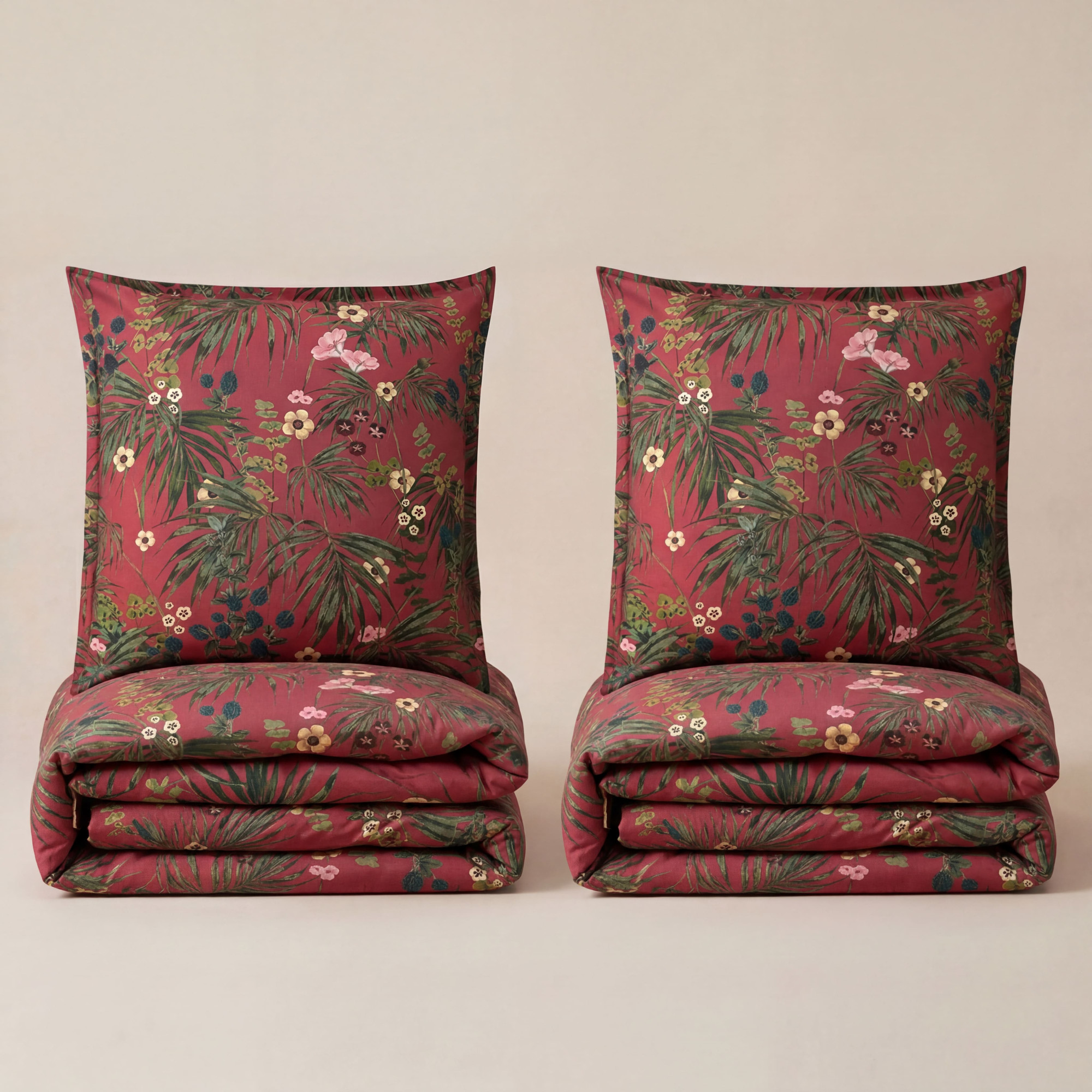 4er-Set - Einfarbig 2x155x220+2x40x80 - Blumenparadies - Linvosges