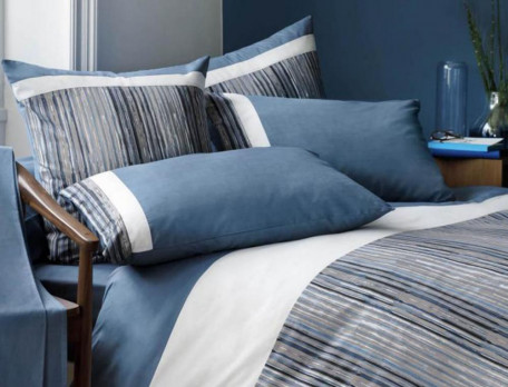 Perkal-Bettbezug mit Streifen Blaue Stimmung