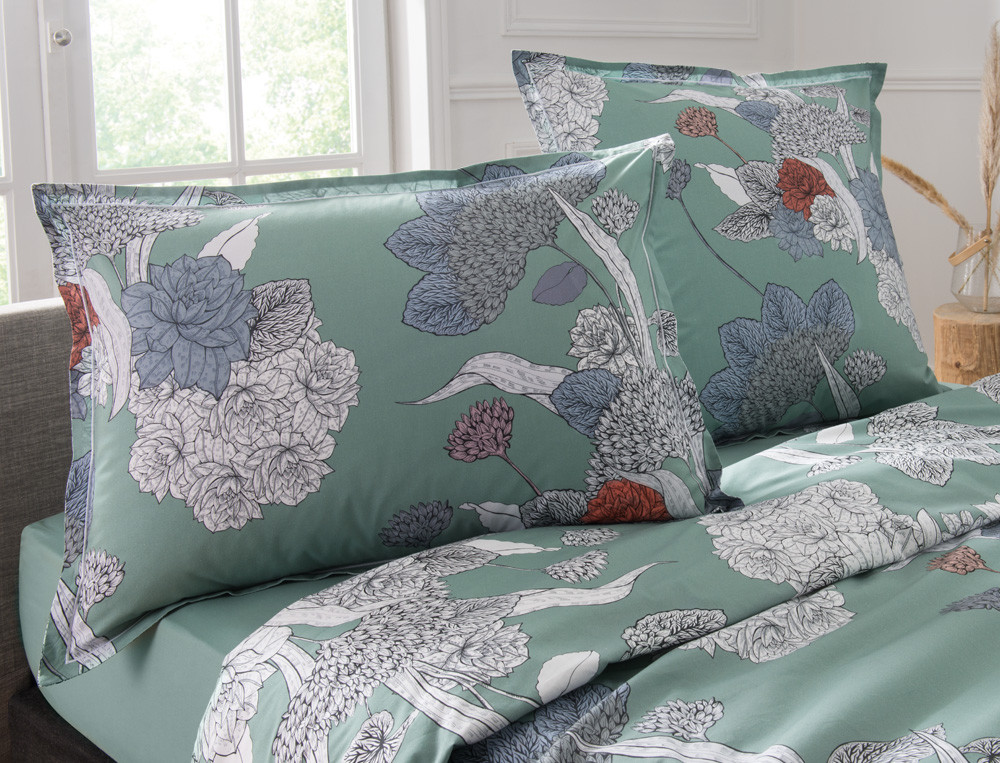 Perkal-Bettbezug beidseitig bedruckt Blumenbouquet