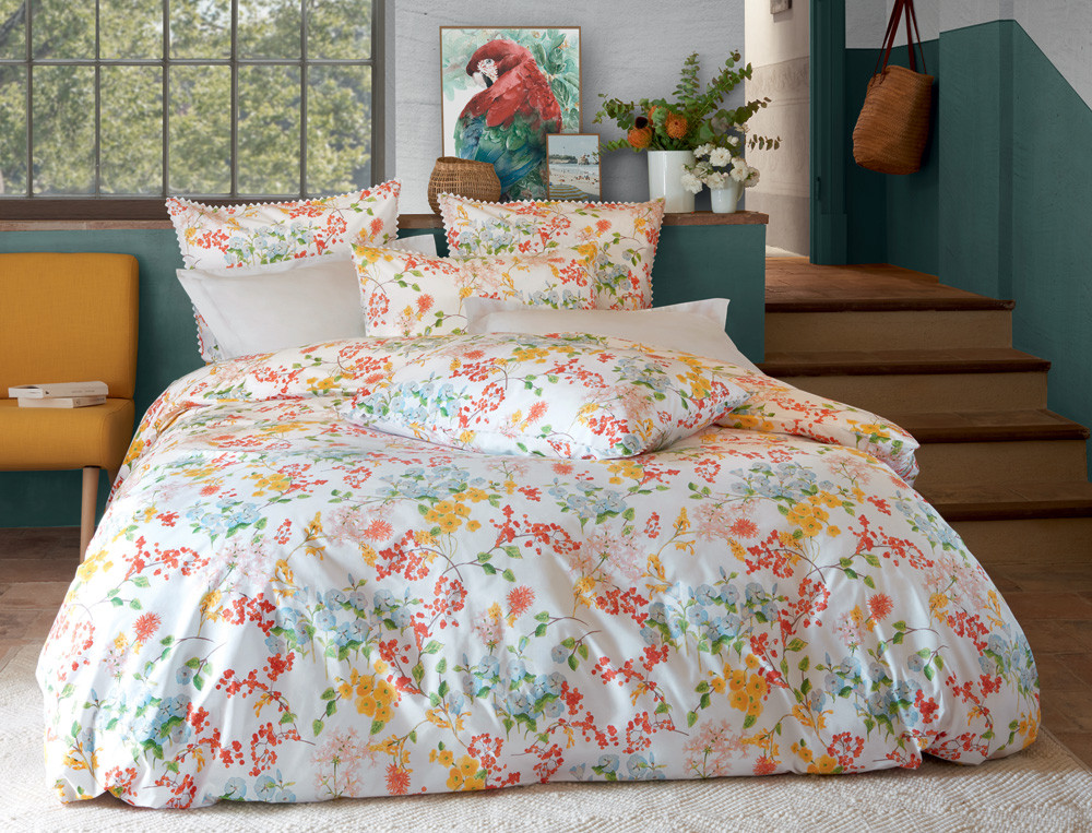 Perkal-Bettbezug mit Blumen- und Beerenmotiv Blumenduft