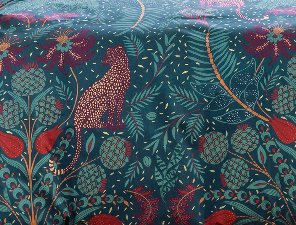 Perkal-Bettbezug einseitig bedruckt Roter Leopard