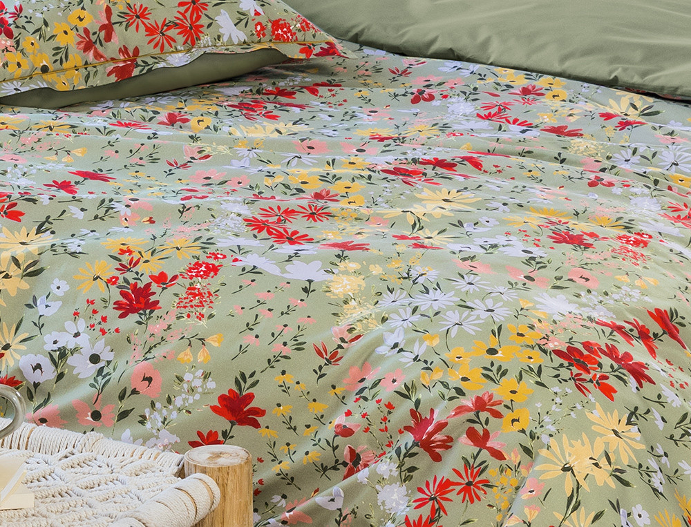 Perkal-Bettbezug mit Blumenmotiv Sommertag
