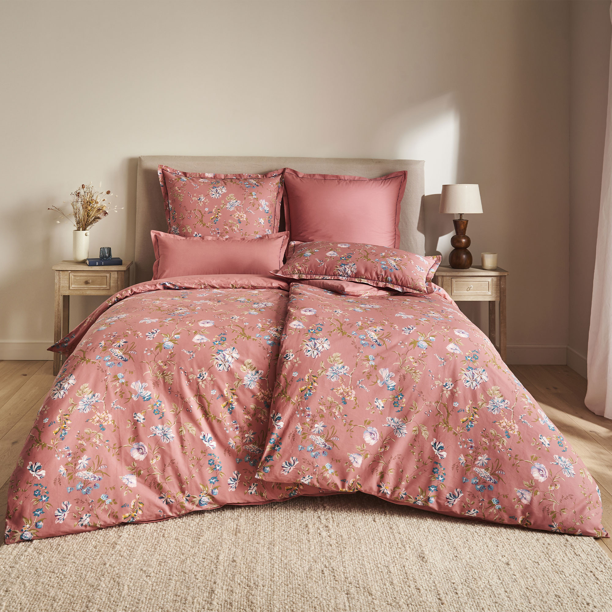 Bettwäsche-Set 3tlg Floraler Glanz  100% Baumwolle