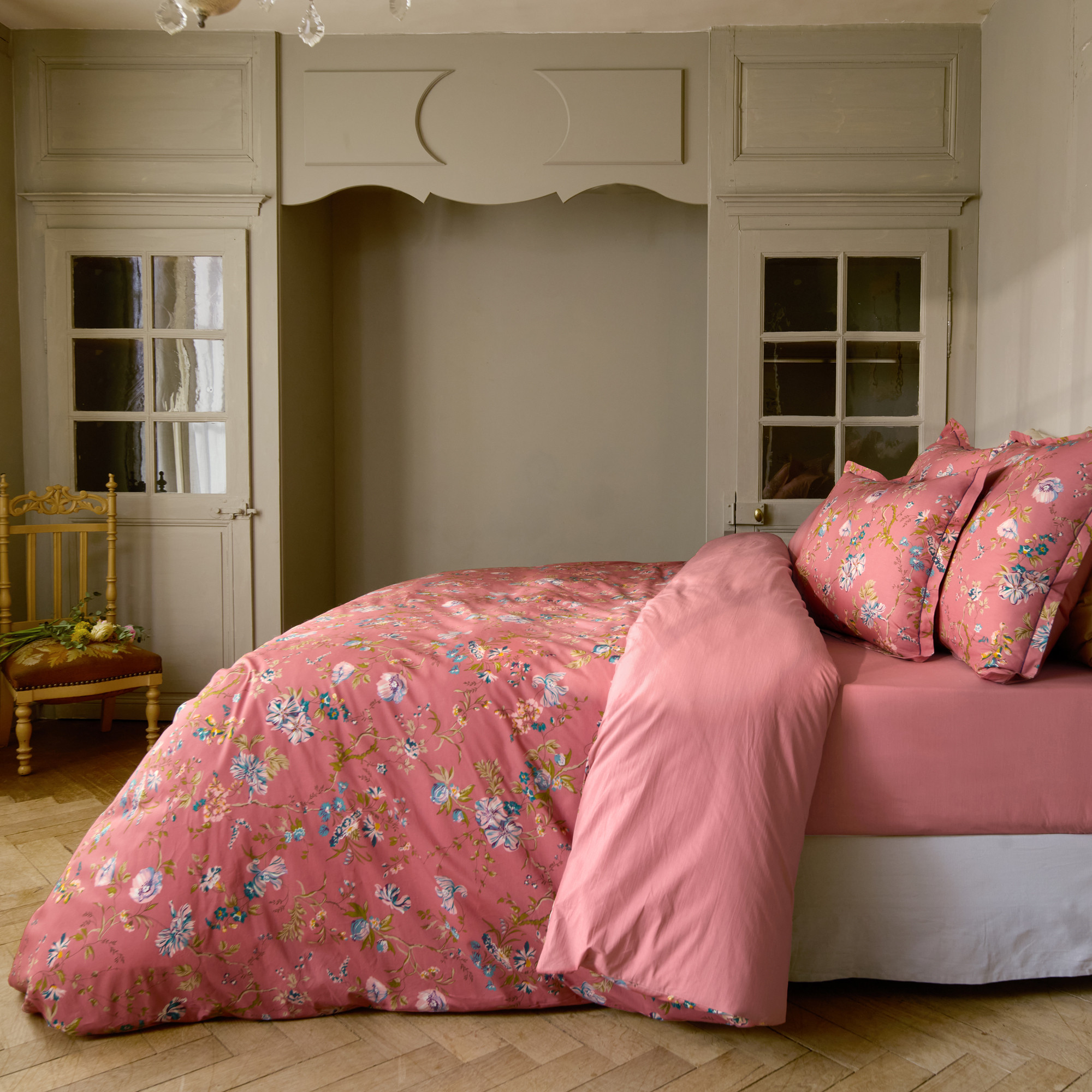 Bettwäsche-Set 3tlg Floraler Glanz  100% Baumwolle