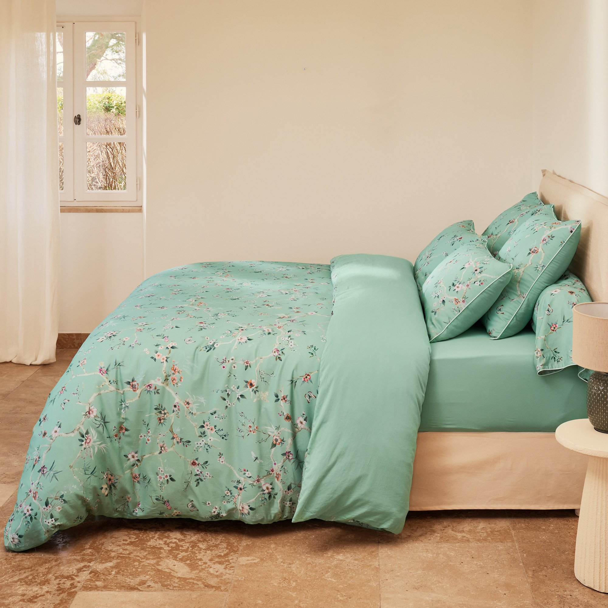 Bettwäsche-Set 3tlg Sakura Glanz  100% Baumwolle
