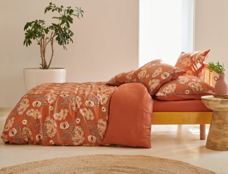 Satin-Bettwäsche-Set 3tlg. Mit Pflanzenmotiv Südromantik