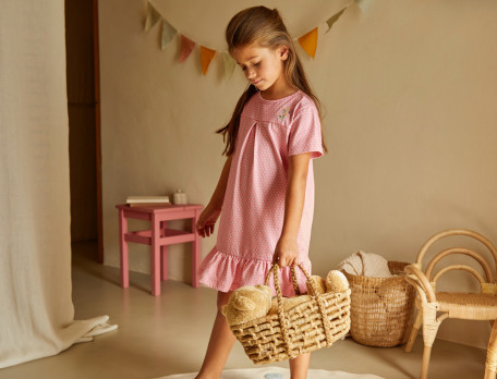 Chemise de nuit enfant pois Ronde bucolique