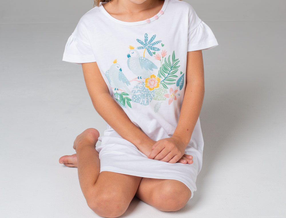 Chemise de nuit fille Jardin exotique