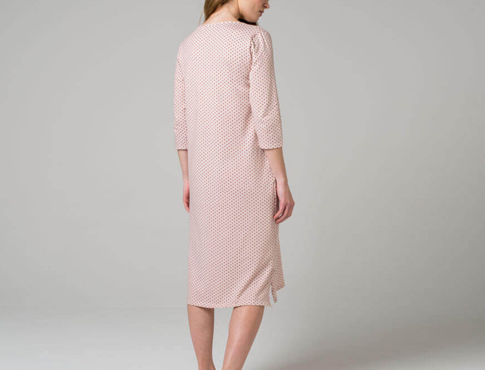 Chemise de nuit Jersey rose imprimé pois 3 petits points