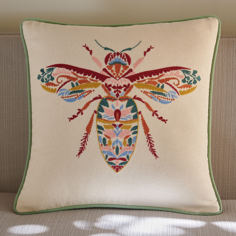 Coussin brodé Au festival