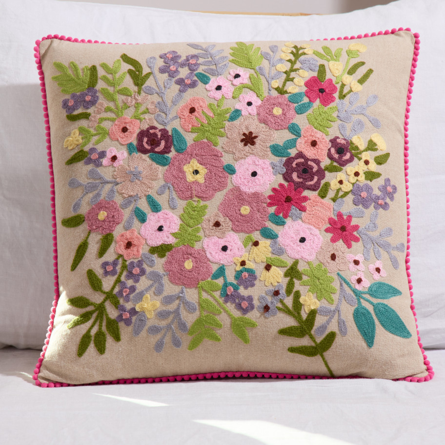 Coussin carré brodé Flânerie