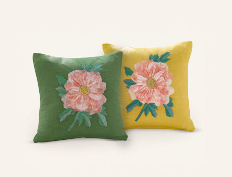 Coussin brodé Valse des fleurs