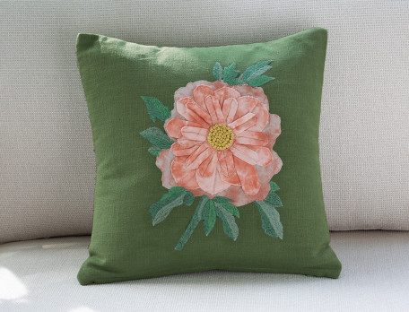 Coussin brodé Valse des fleurs