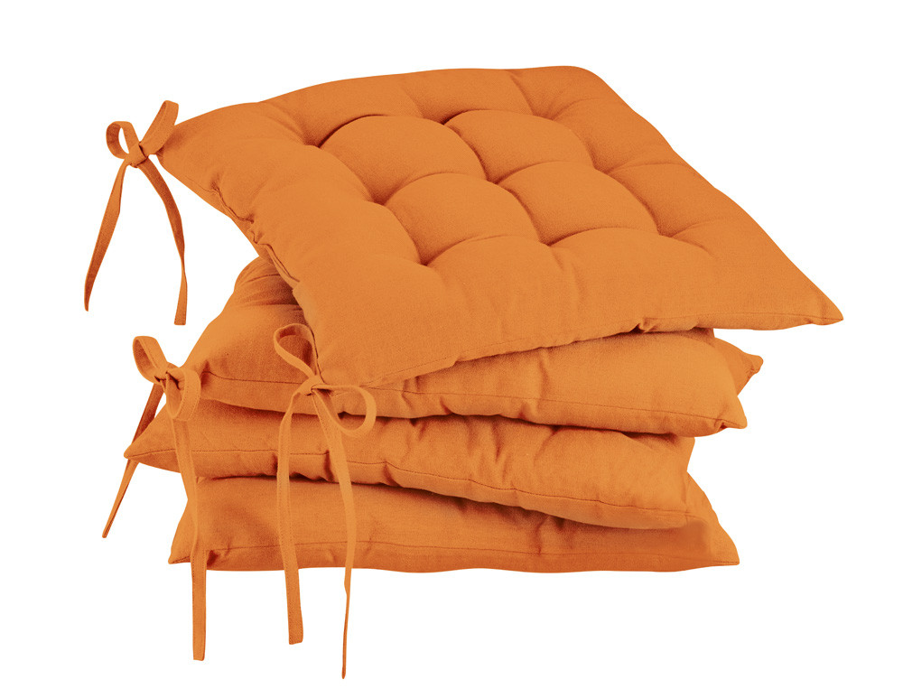 2 galettes de chaises ivoire et orange Couleur de table