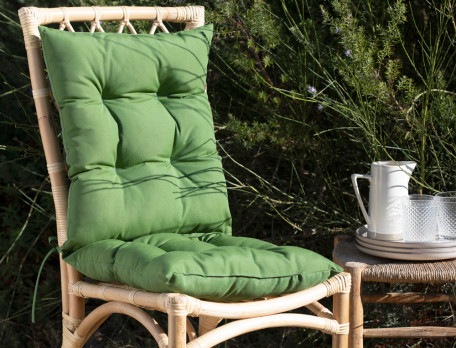 Coussin de chaise de jardin vert uni matelassé Grenade sucrée