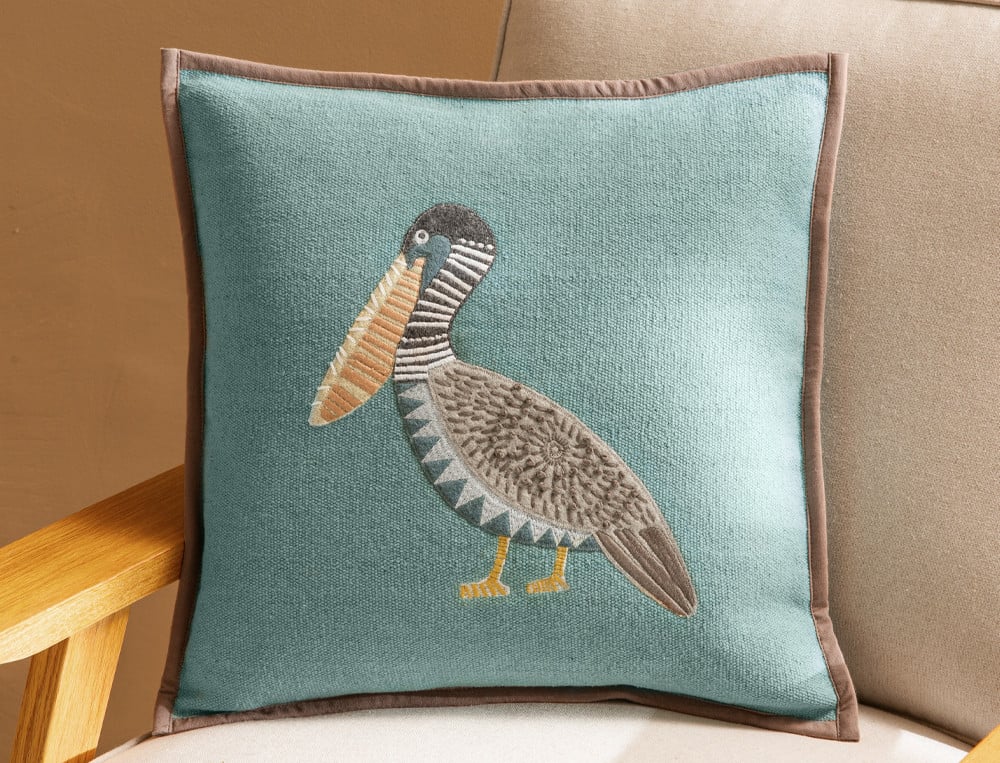 Coussin brodé Au naturel Déhoussable