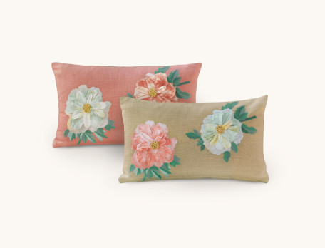 Coussin brodé Valse des fleurs