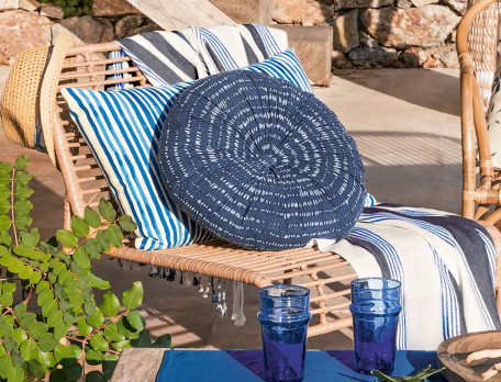 Coussin rond plissé - Amorgos