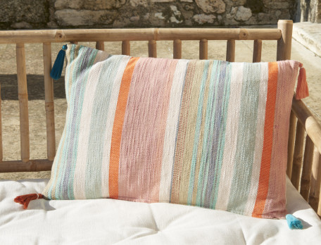 Coussin rayures tissé teint Dolce vita