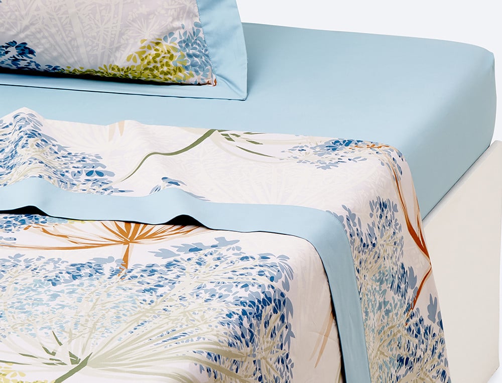 Drap percale imprimé fleuri Agapanthe