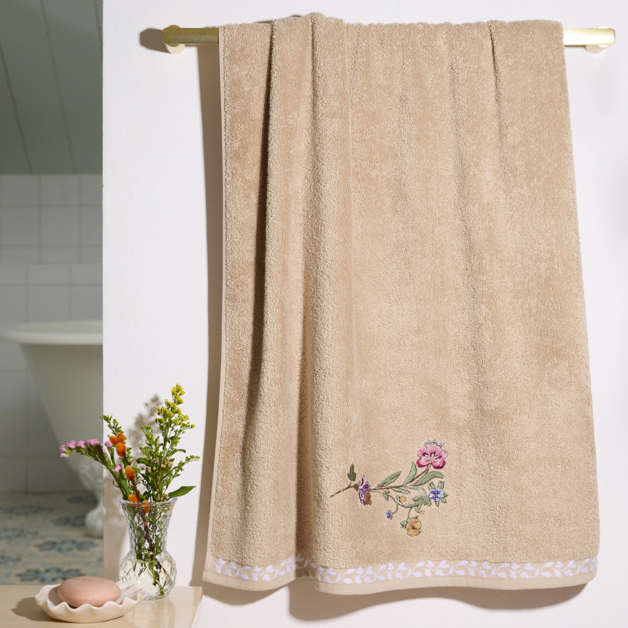 Drap de bain brodé Douceur florale