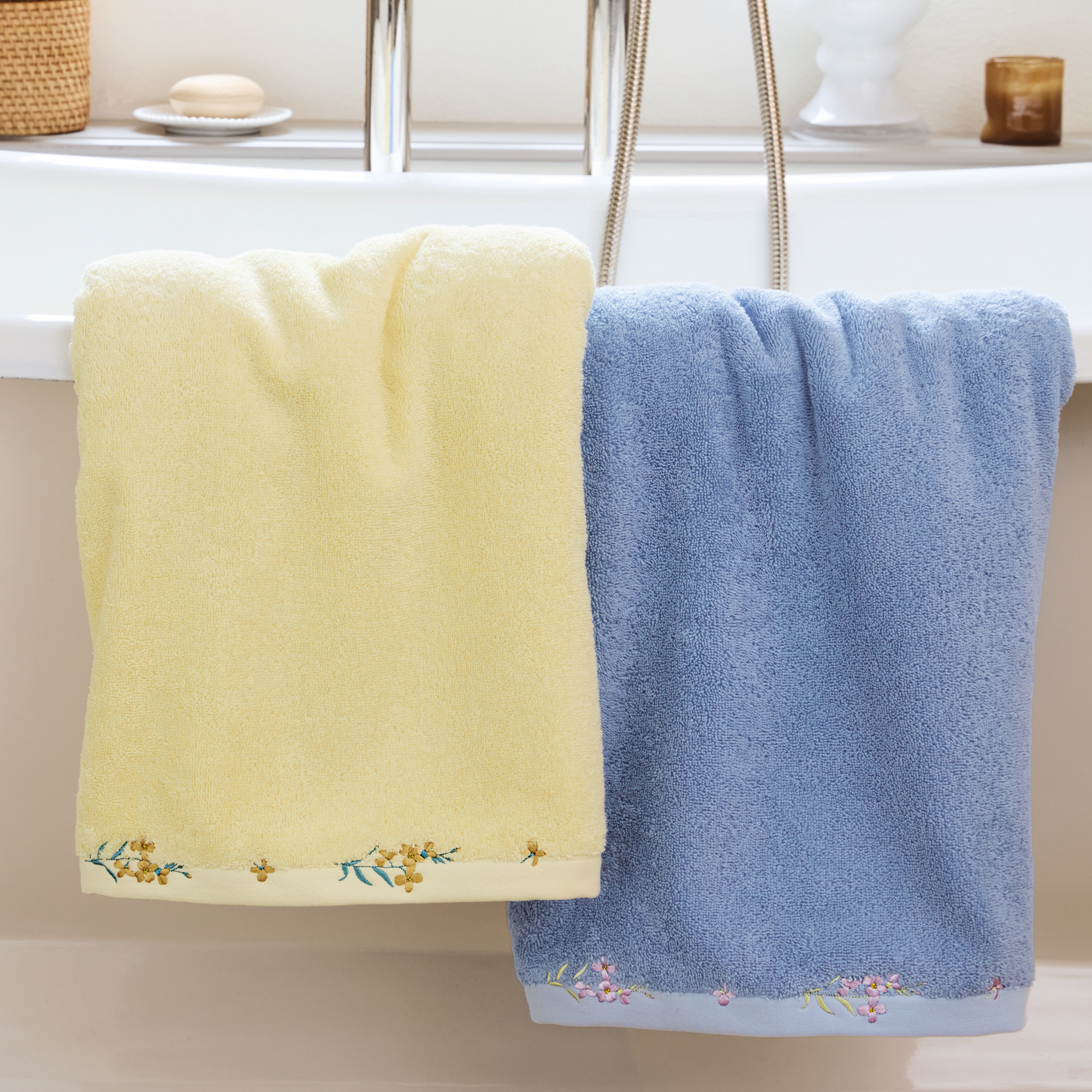 Drap de bain - 70x140cm - Échappée florale - Bleu - Linvosges