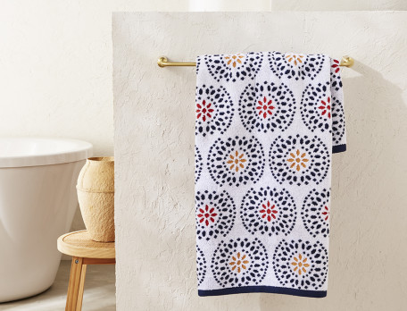 Drap de bain jacquard motifs géométriques 100% coton 550g/m2 Vallauris