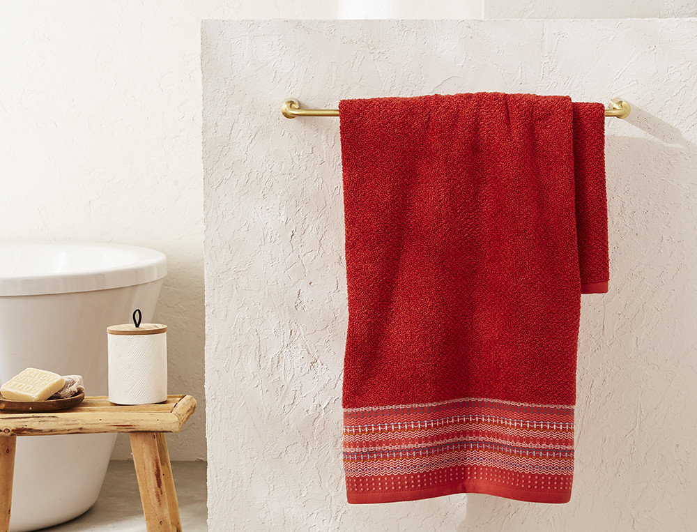 Drap de bain large liteau fantaisie 100% coton 550g/m2 Vallauris