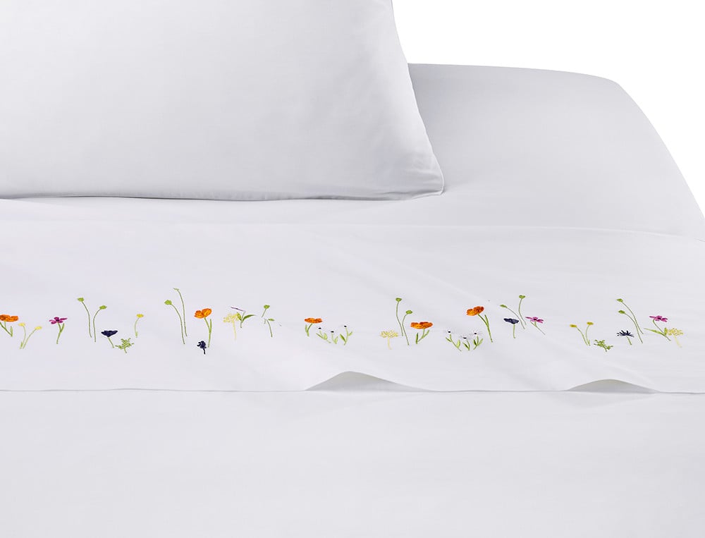 Drap brodé percale En promenade