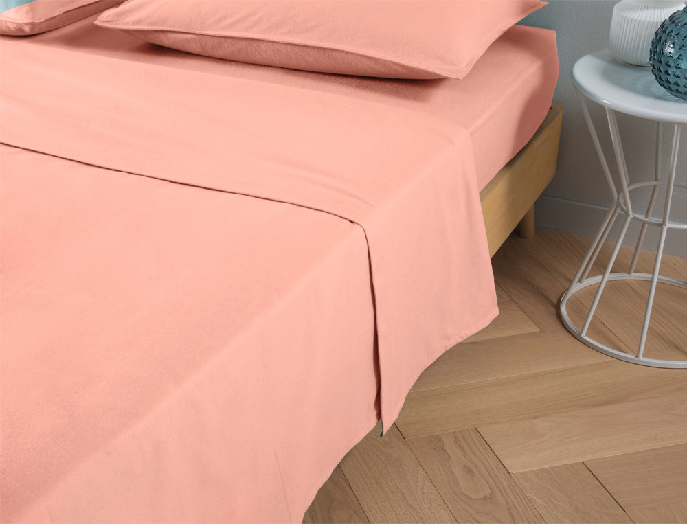 Drap-housse FLANELLE UNI rose poudre en flanelle