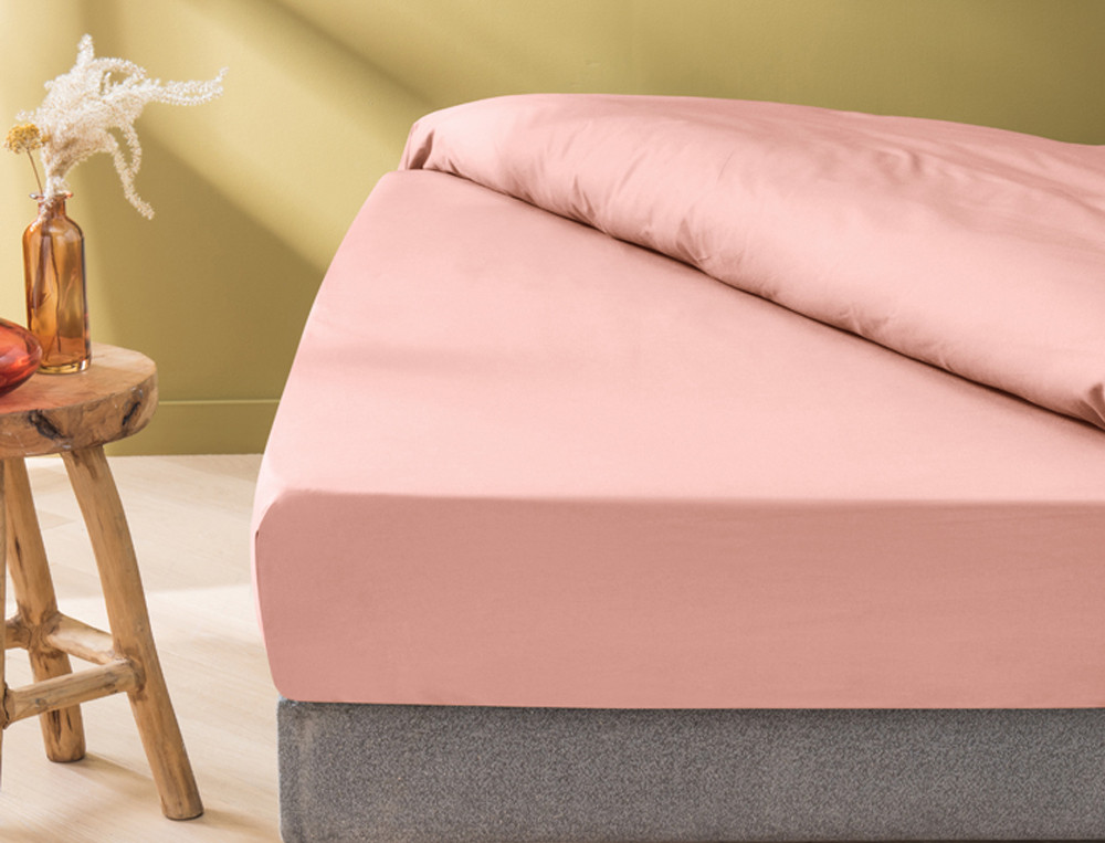 Drap Housse 140x190 cm Bonnet 35 cm, Blush Rose