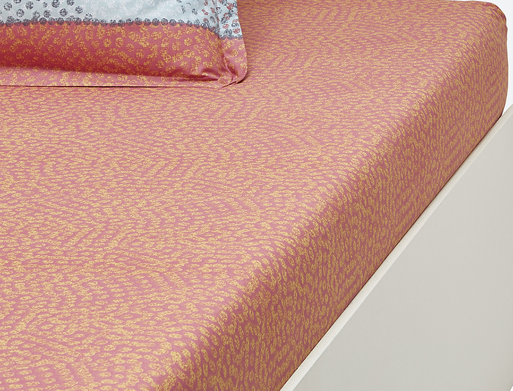 Drap housse percale imprimé terre cuite bonnet 35 cm Couleurs Sahara