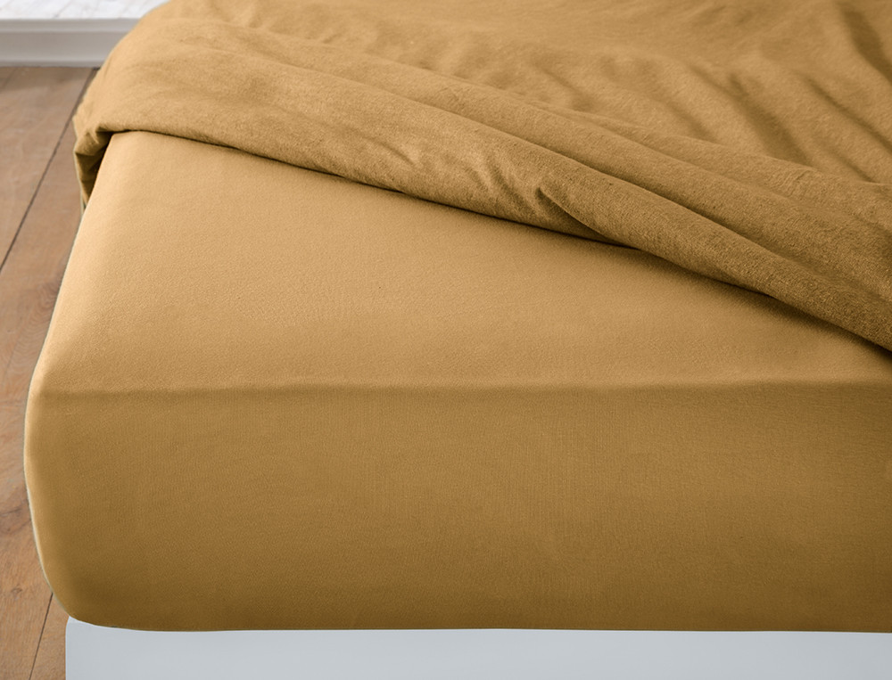 Drap-housse 100% Coton 57 Fils Safran 140 X 190 Cm - Bonnet 30 Cm | Leroy Merlin