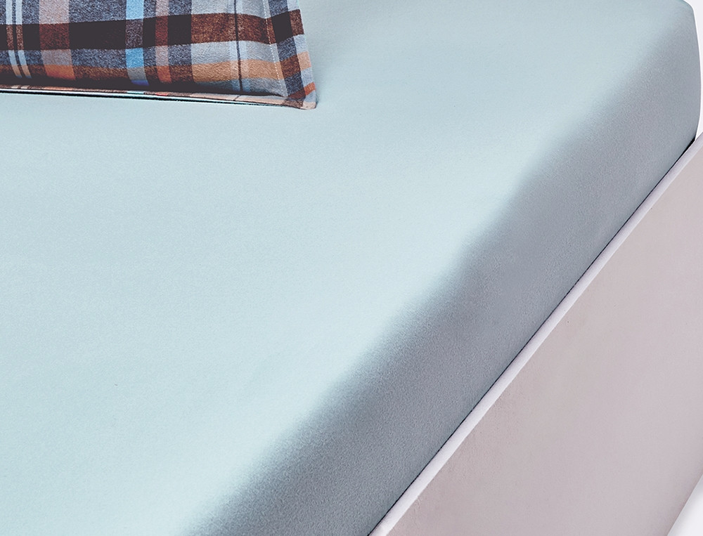 Drap housse flanelle bleu bonnet 35 cm Hiverness