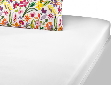 Drap-housse percale uni blanc cassé Jardin d\'artiste