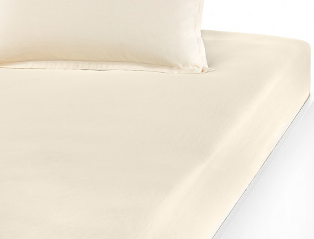 Drap-housse percale lavée 100% coton uni écru Mascarpone