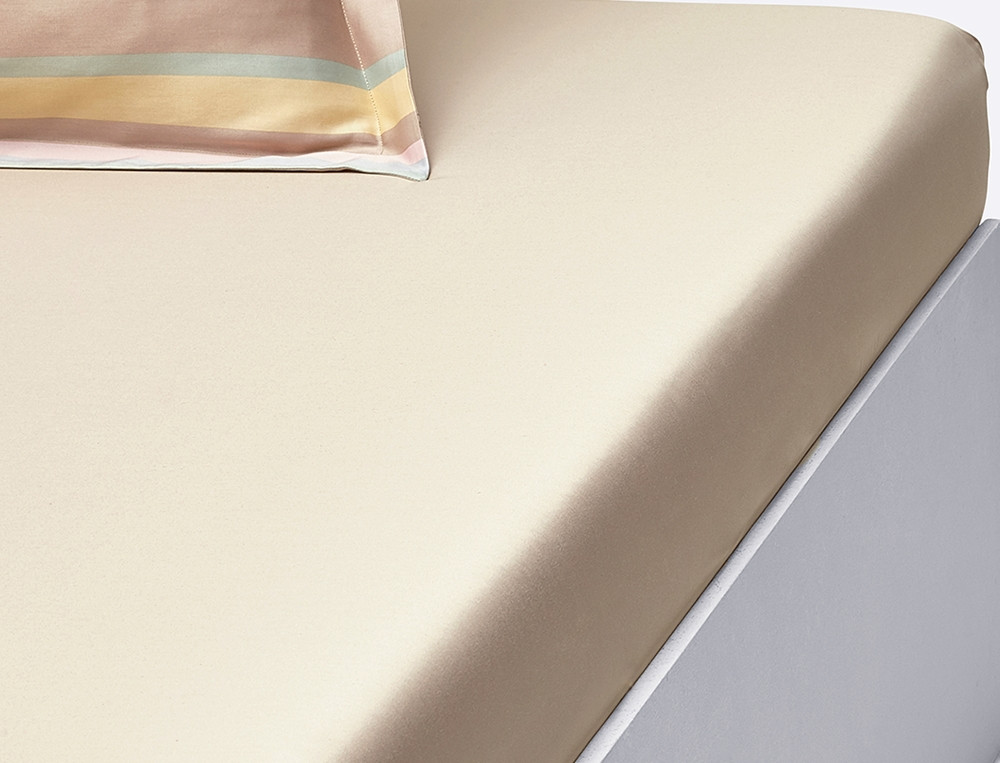 Drap housse satin beige uni bonnet 35 cm Pastels