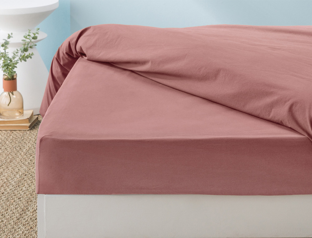 Drap housse imprimé 80x200 cm percale de coton BEL AMOUR beige Bonnet 30 cm