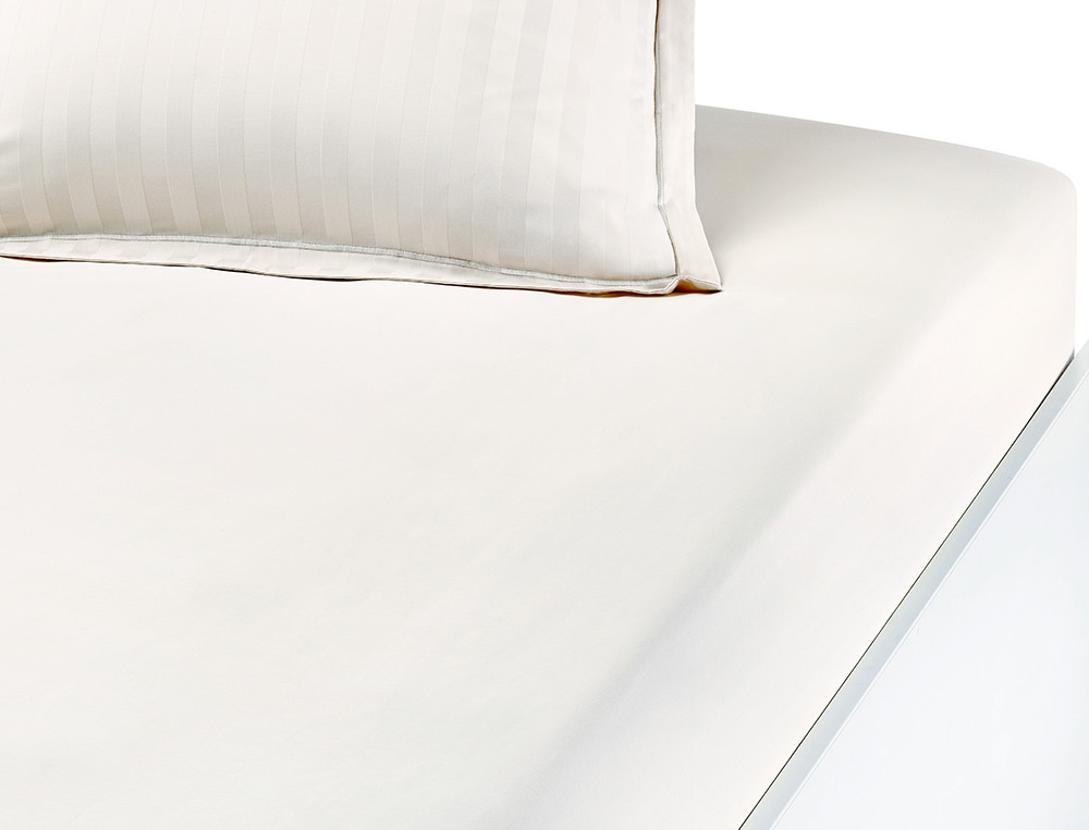 Drap-housse 100 % coton à fibres longues 400 fils Blanc 137