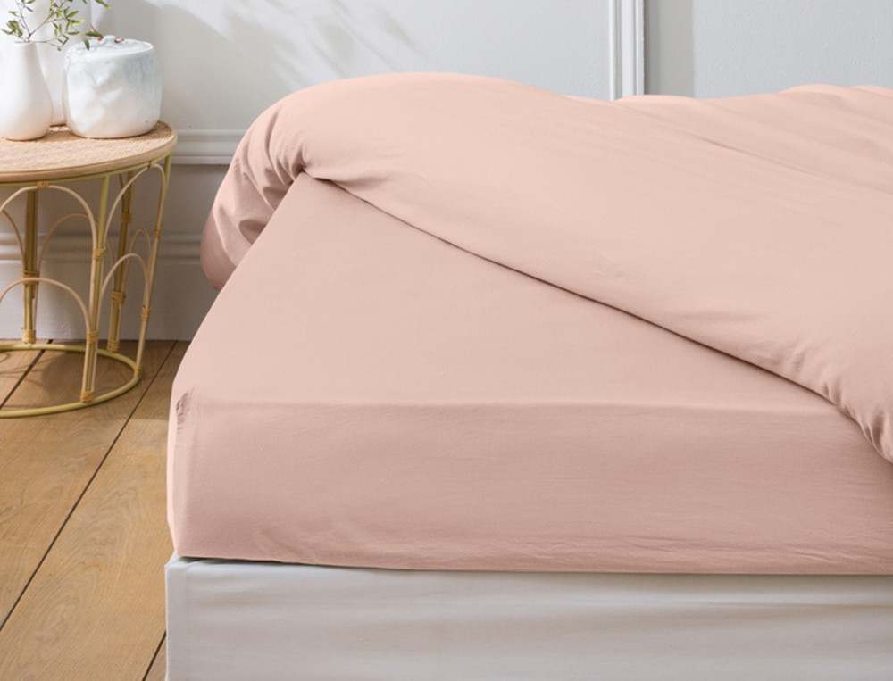 Drap Housse 140x190 cm Bonnet 35 cm, Blush Rose